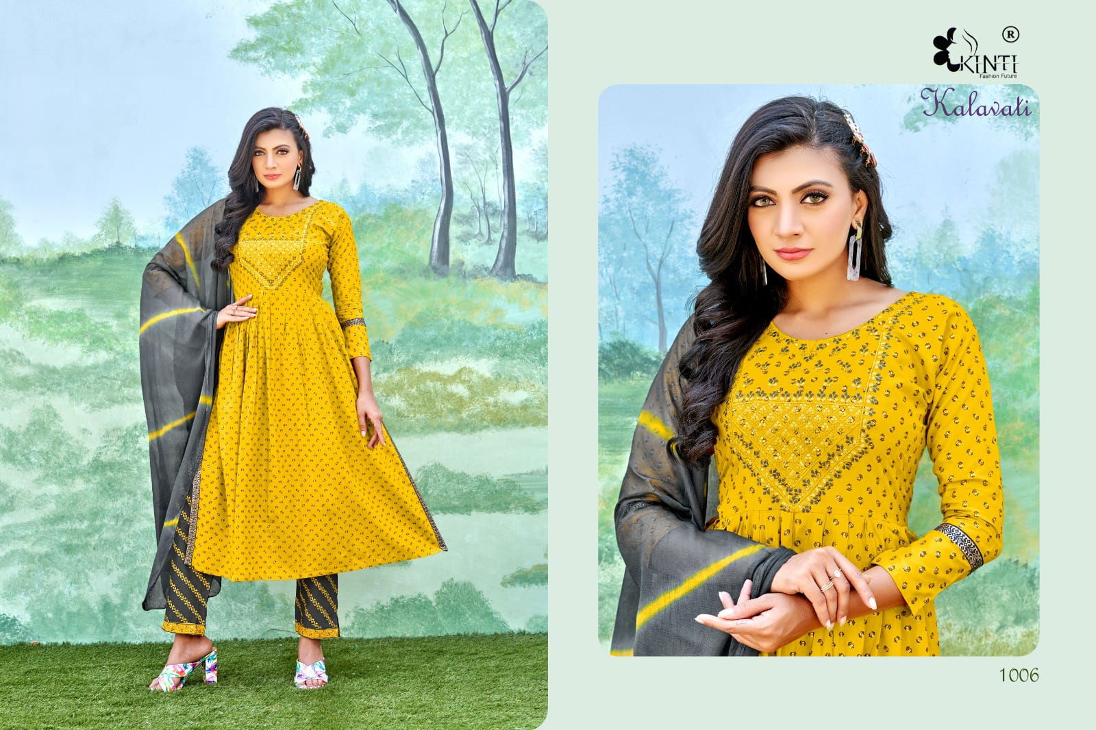 Kinti Kalawati 1001-1008 Nyra Cut Readymade Catalog